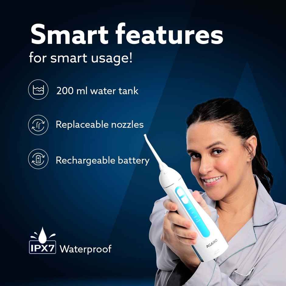 Agaro Ultra Dental Flosser For Teeth, Cordless & Rechargeable, 4 Cleaning Modes, Ipx7, 200Ml Tank