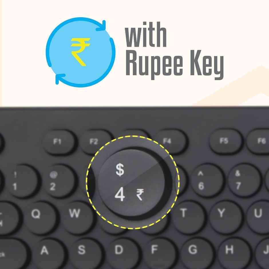 Zebronics K24 Wired USB Keyboard, 104 Keys, Long Life 8 Million Keystrokes, Silent & Comfortable Use, Slim Design, Retractable Stand, 1.5 Meter Textured Cable, UV Coated keycaps -  Black