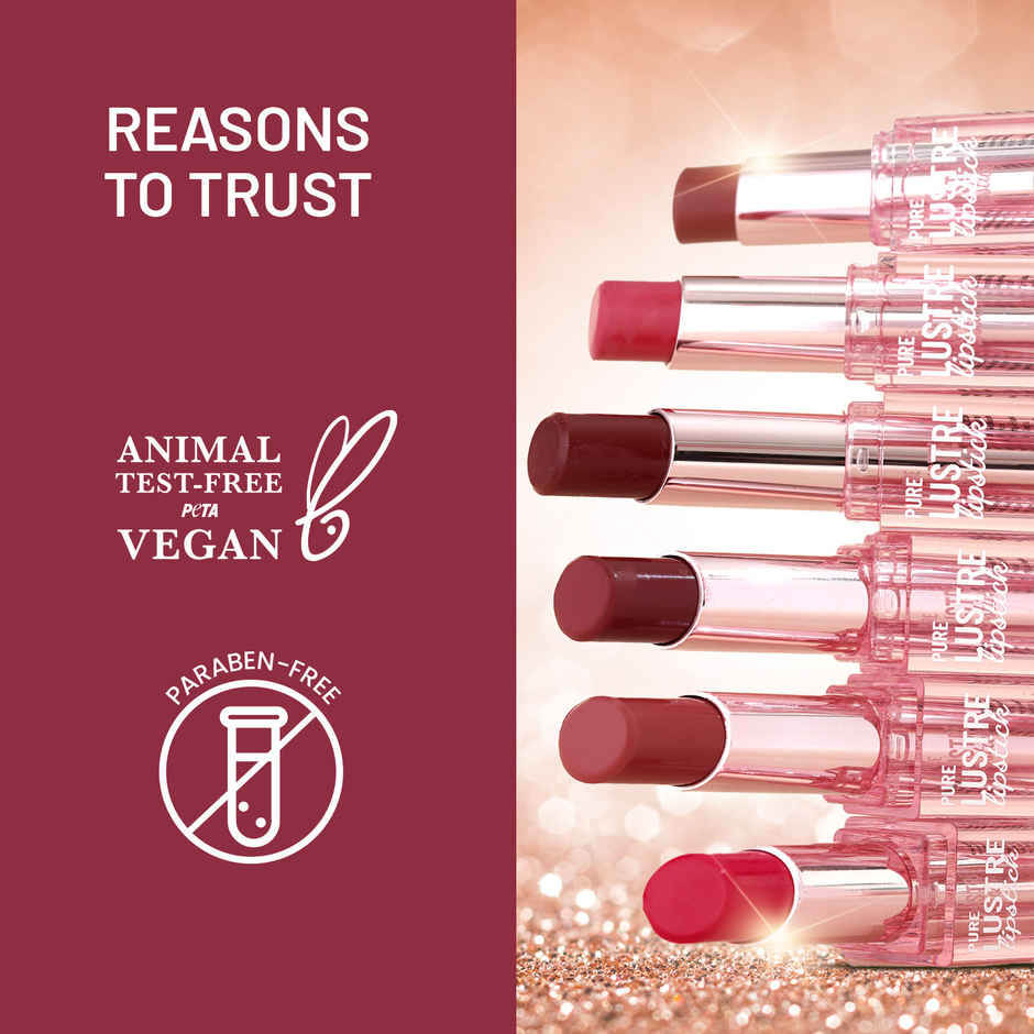 Swiss Beauty Pure Lustre Lipstick | High Shine Finish | Smooth Glide | 10 Lovin' Raisins