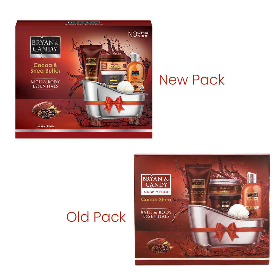 Bryan & Candy Cocoa Shea Bath Tub Kit Gift Set | Complete Home Spa Experience | Pack Of 4