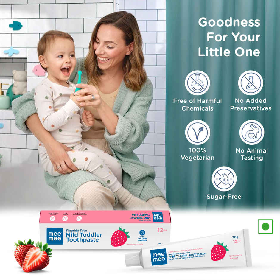 Mee Mee Fluoride-Free Toothpaste For 1 to 5 Years- Strawberry