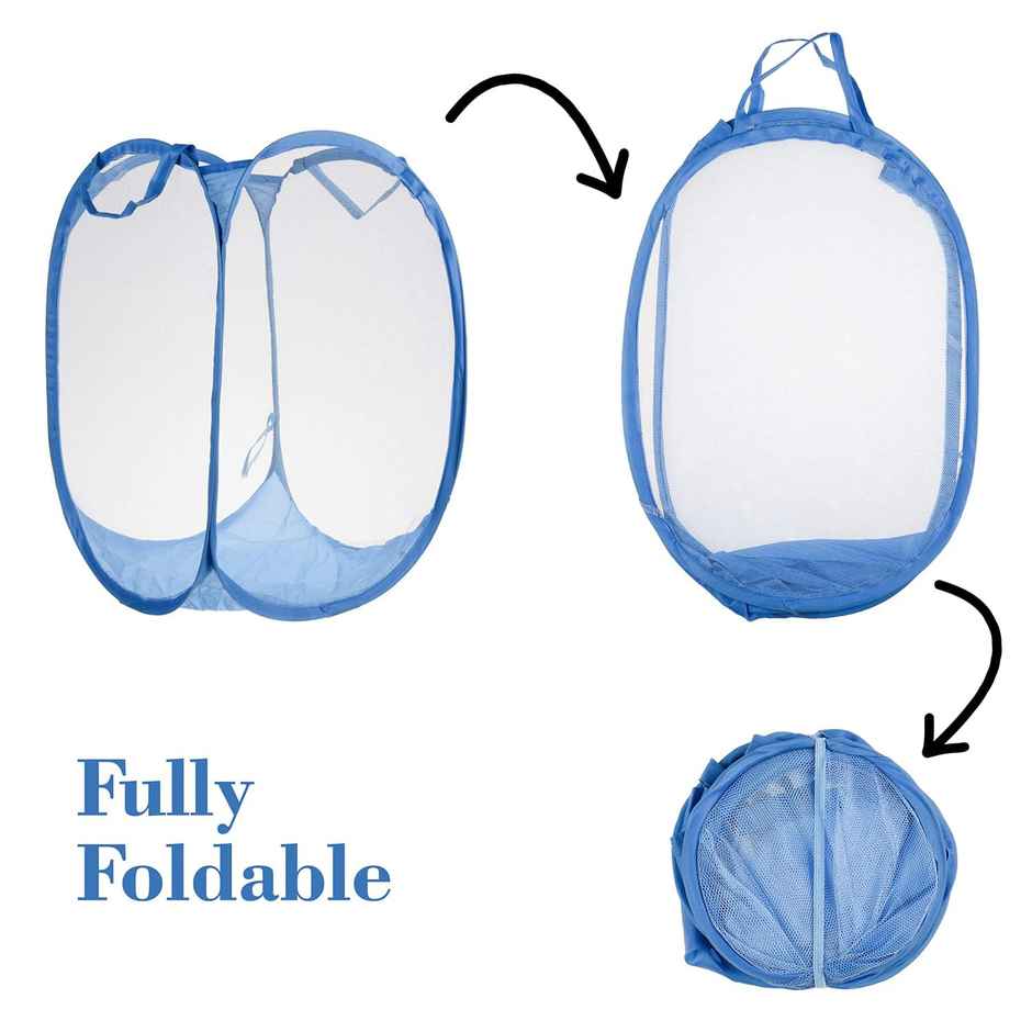 Kuber Industries Nylon Mesh Laundry Basket with Handles|Netted Lightweight Laundry Bag (Assorted)