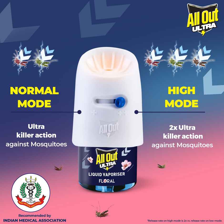 All Out Liquid Vaporizer Refill, Floral Fragrance, Kills Dengue, Malaria & Chikungunya Mosquitoes