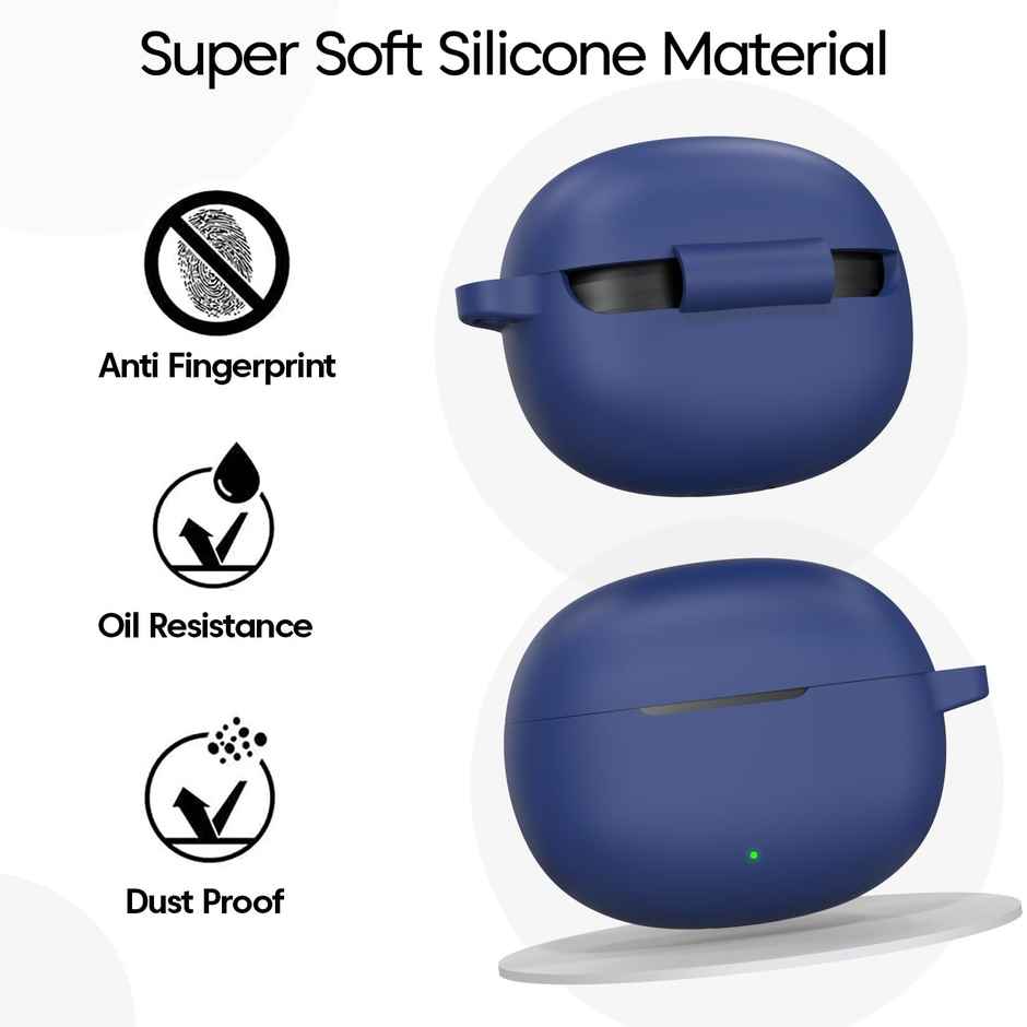 Sounce Silicone Case Cover for Realme TechLife Buds T110-Scratch-Resistant | Anti-Fall & Anti-Dust | Blue