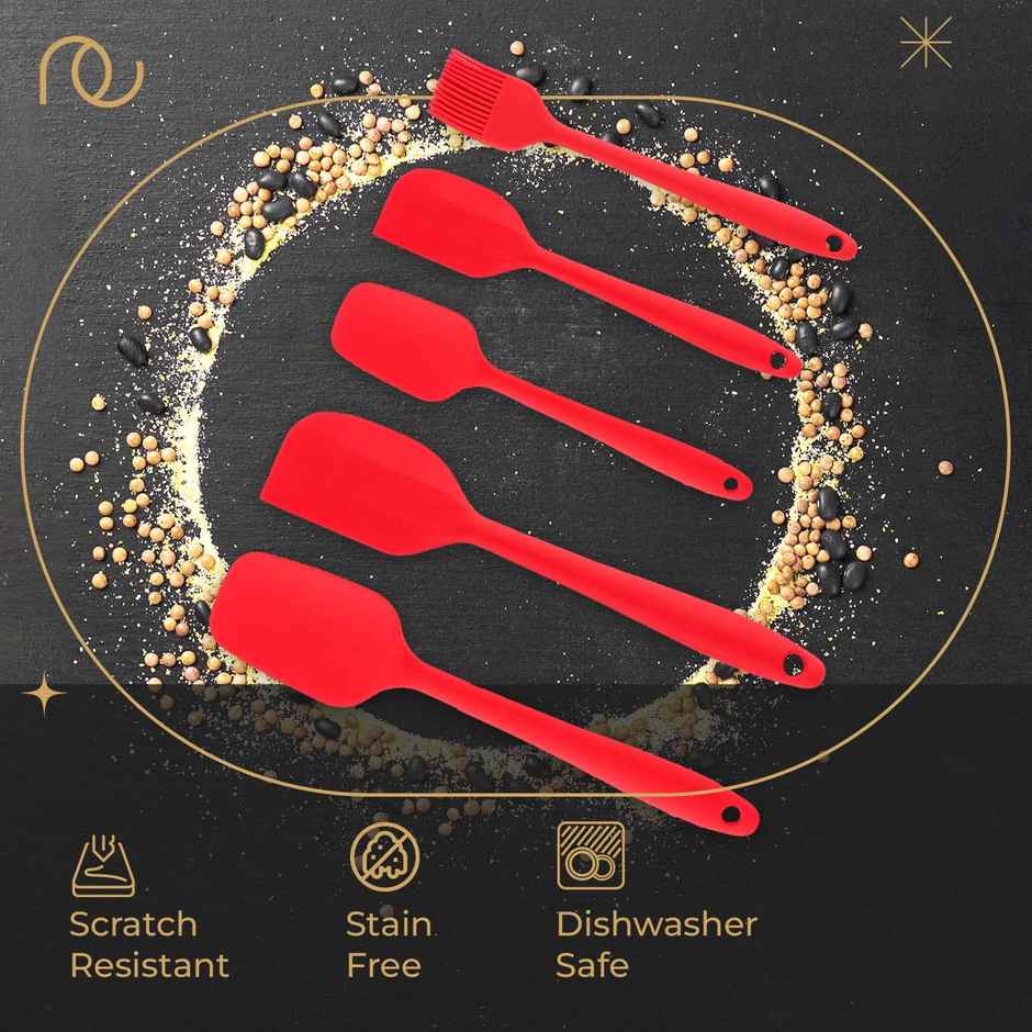 Frenchware Non-Stick Silicone Spatulas - Heat-Resistant, Food-Grade & BPA-Free - Red