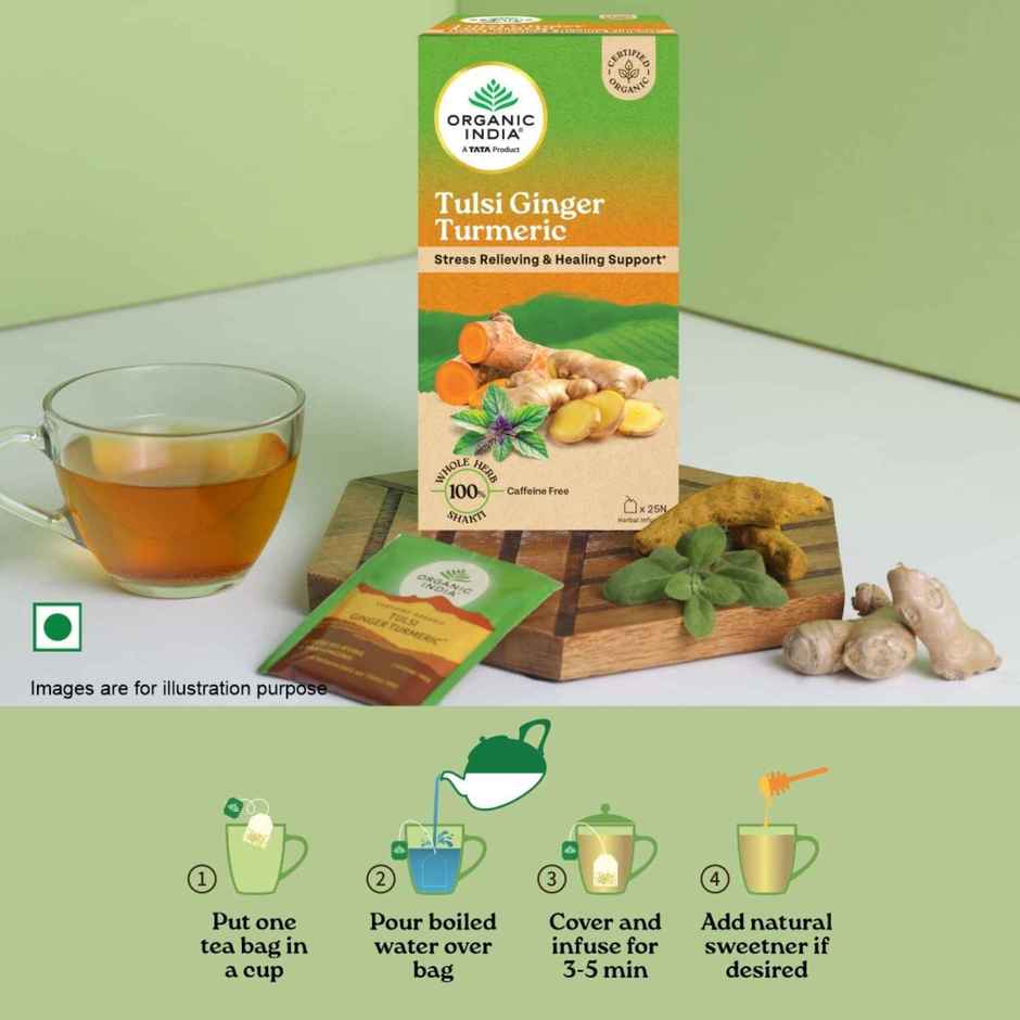 Organic India Tulsi Ginger Turmeric Herbal Infusion Bags