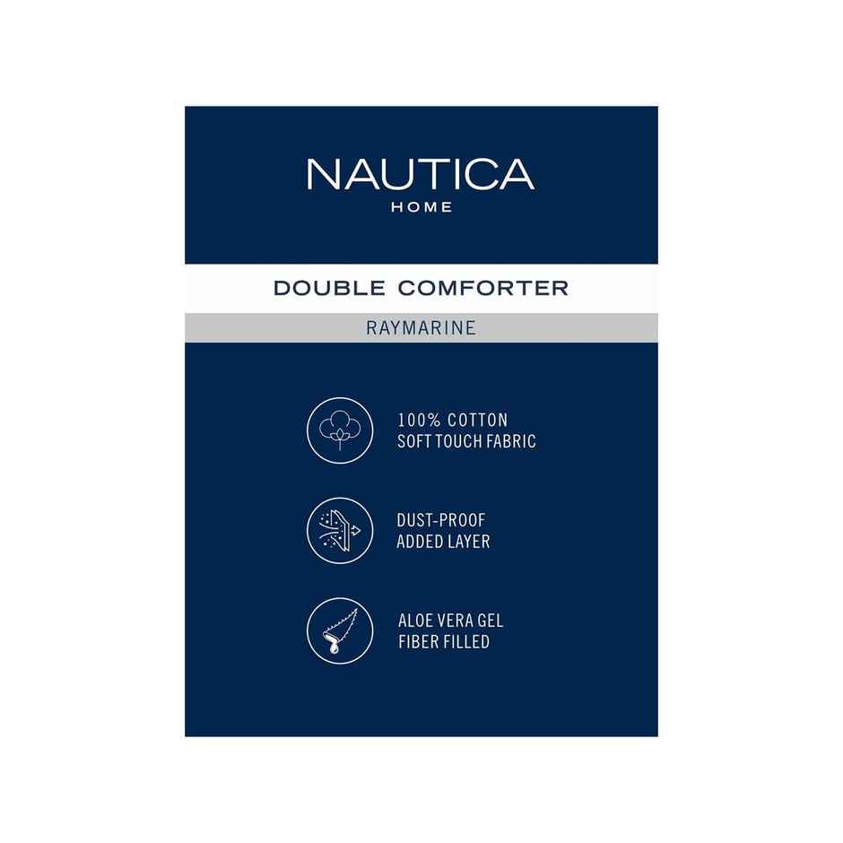 Nautica Super Soft Cotton Fabric Comforter for All Weather | Double Size | Geometric | Grey, Green