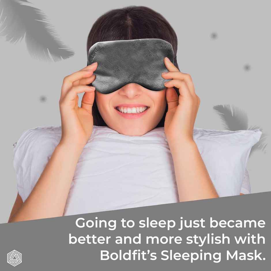 Boldfit Eye Mask For Sleeping With Adjustable Strap Super Soft - Grey