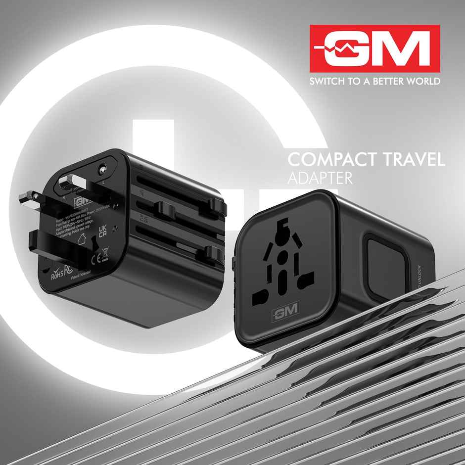 GM G Plus Universal Travel Adapter for 150 Plus Countries | Black