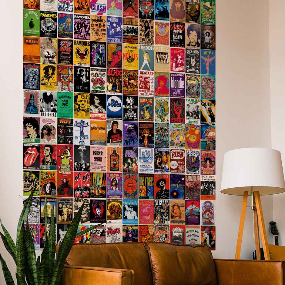 Paper Plane Design Rock Band Wall Posters Collage | Set of 120 | (4 Inch x 6 Inch) D3