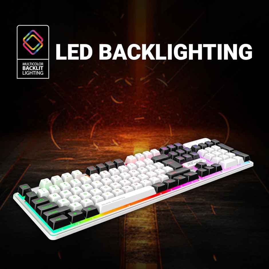 Ant Esports MK 1700 Wired Membrane Gaming Keyboard,with Backlit RGB LED, USB-A Connection, Quiet Keystrokes, 12 Multimedia Function Keys - for Computer, PC, Desktop, Gamer