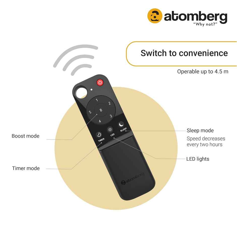 Atomberg Renesa+ BLDC Ceiling Fan,1400mm,Remote Control,BEE 5 star,LED Indicators,Golden Oakwood