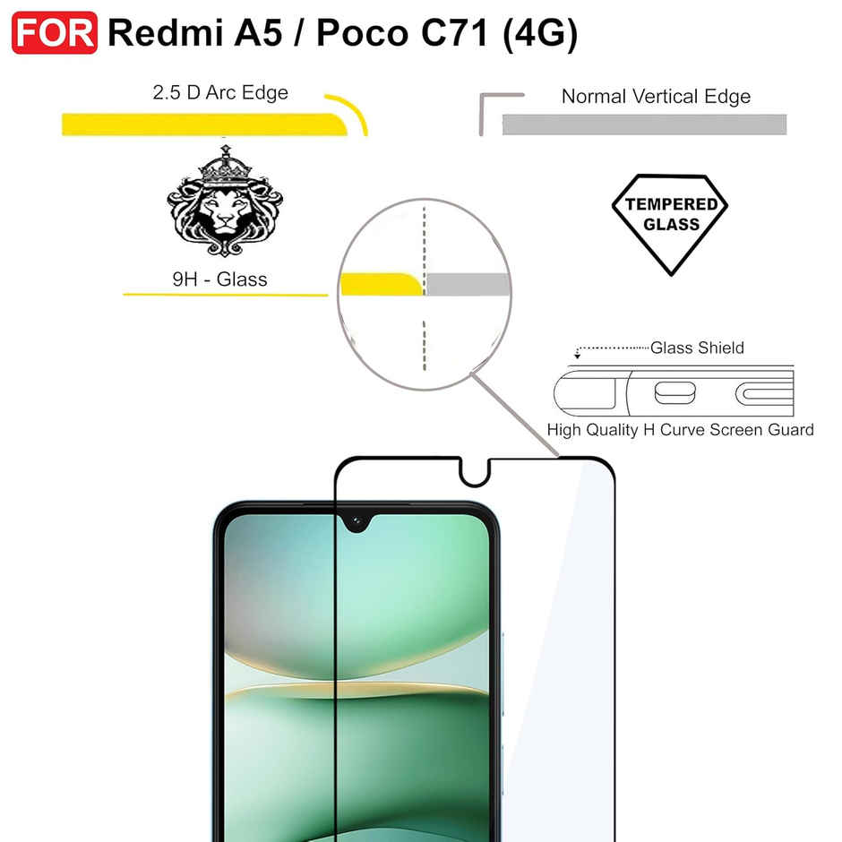 Artistque Tempered Glass for Redmi A5 | Poco C71 4G Screen Protector Guard