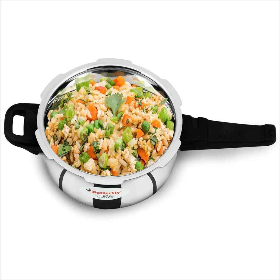 Butterfly Curve Stainless Steel Outer Lid Pressure Cooker, 3 Litre, Silver