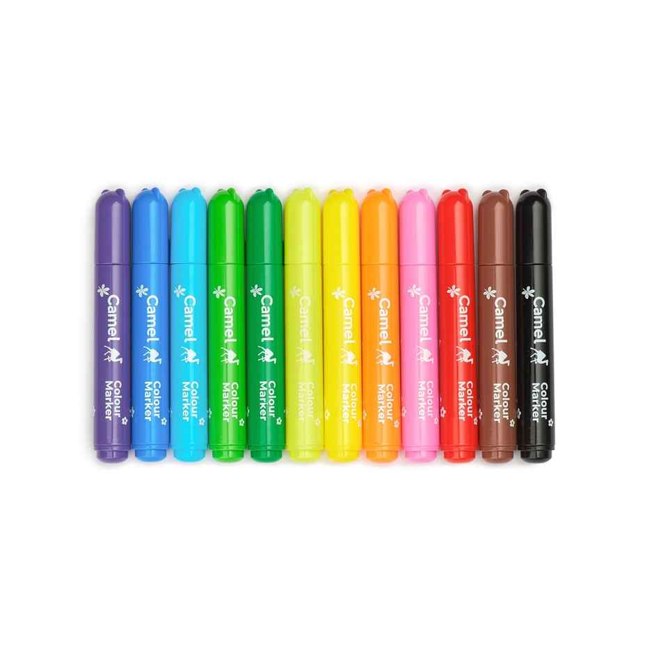 Camel Washable Colour Markers 12 Shades (Lid Colour May Vary)