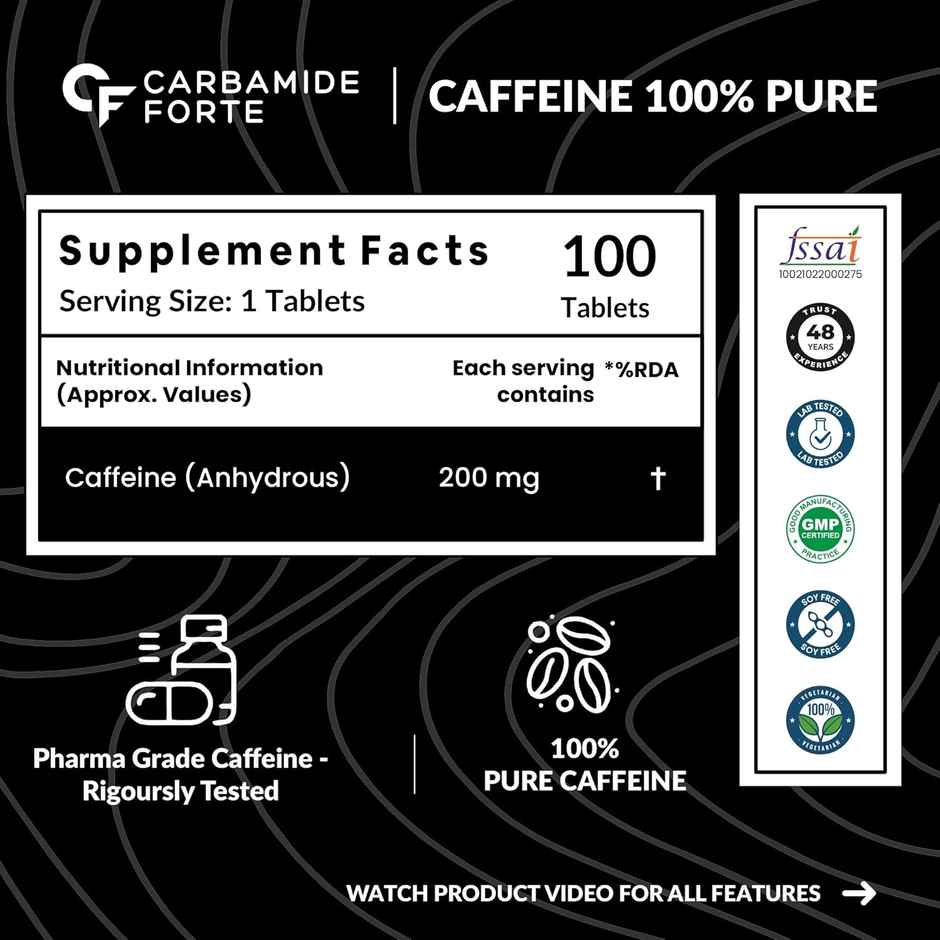 Carbamide Forte Caffeine 200mg Tablet 100 Veg Tablets