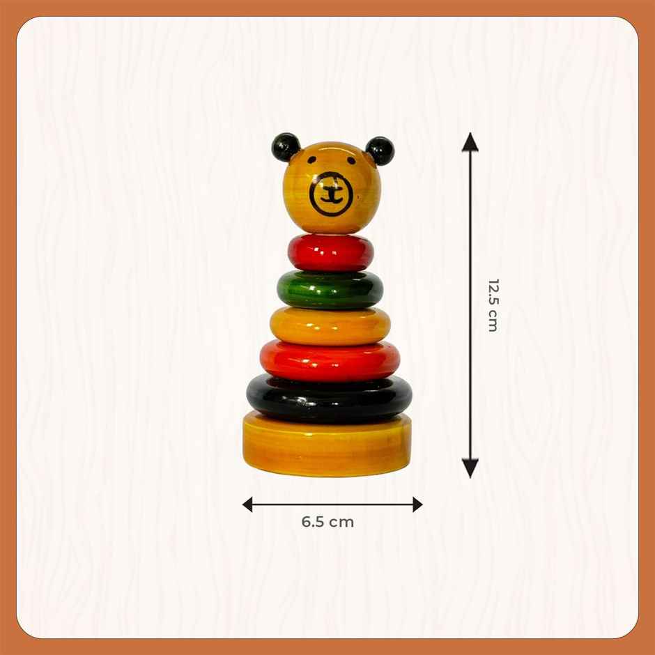 Little Ginnie Bear Stacker - Educational Wooden Stacking Toy For Kids Ideal For Ages 2+ Years