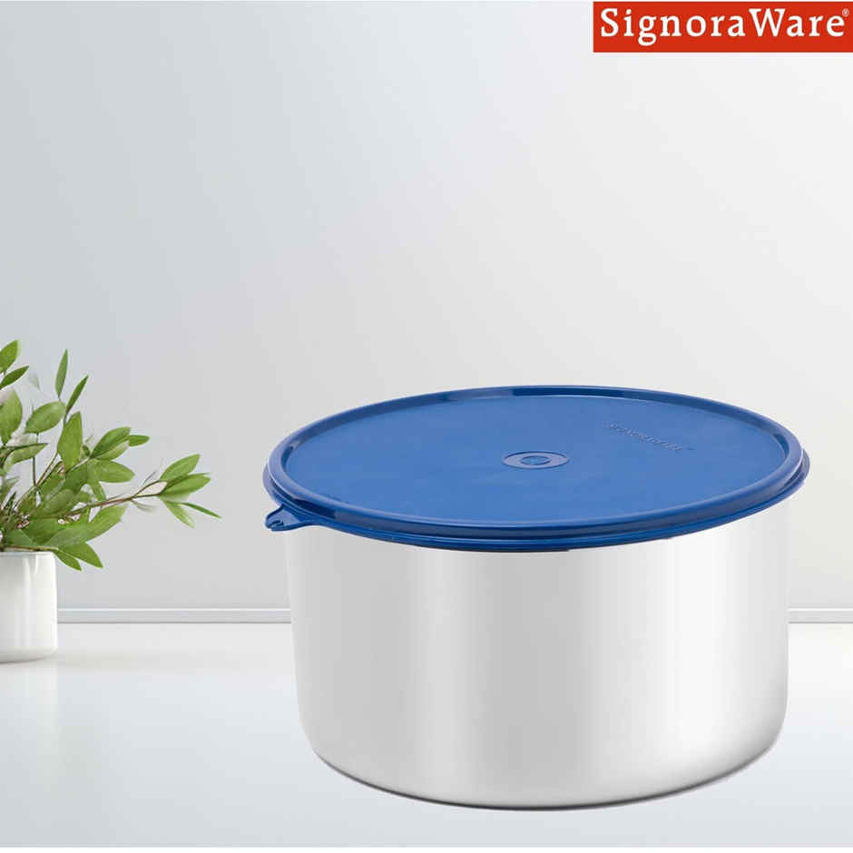 Signoraware Store Well Steel Container | 3 L | Blue | Steel Storage Container