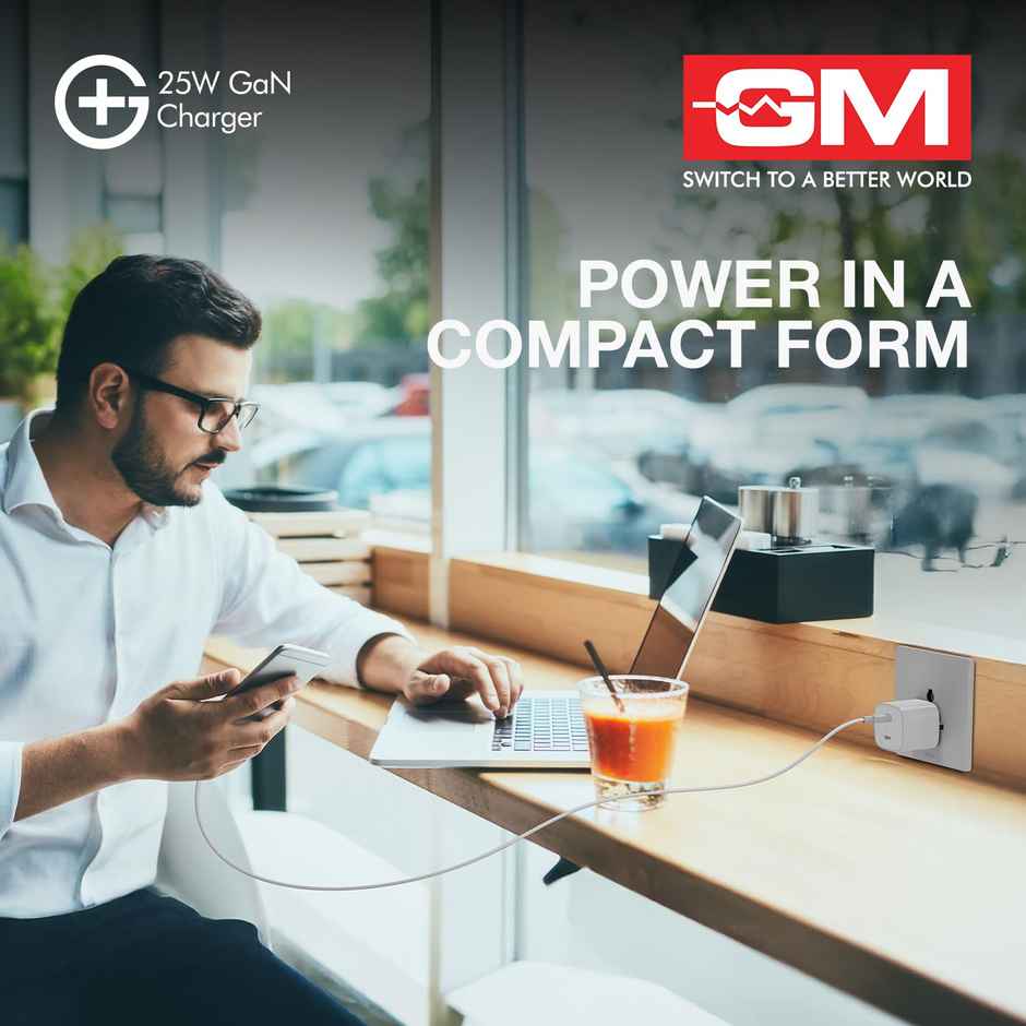 GM G Plus 25W GaN Fast Charger with USB C and USB A Ports