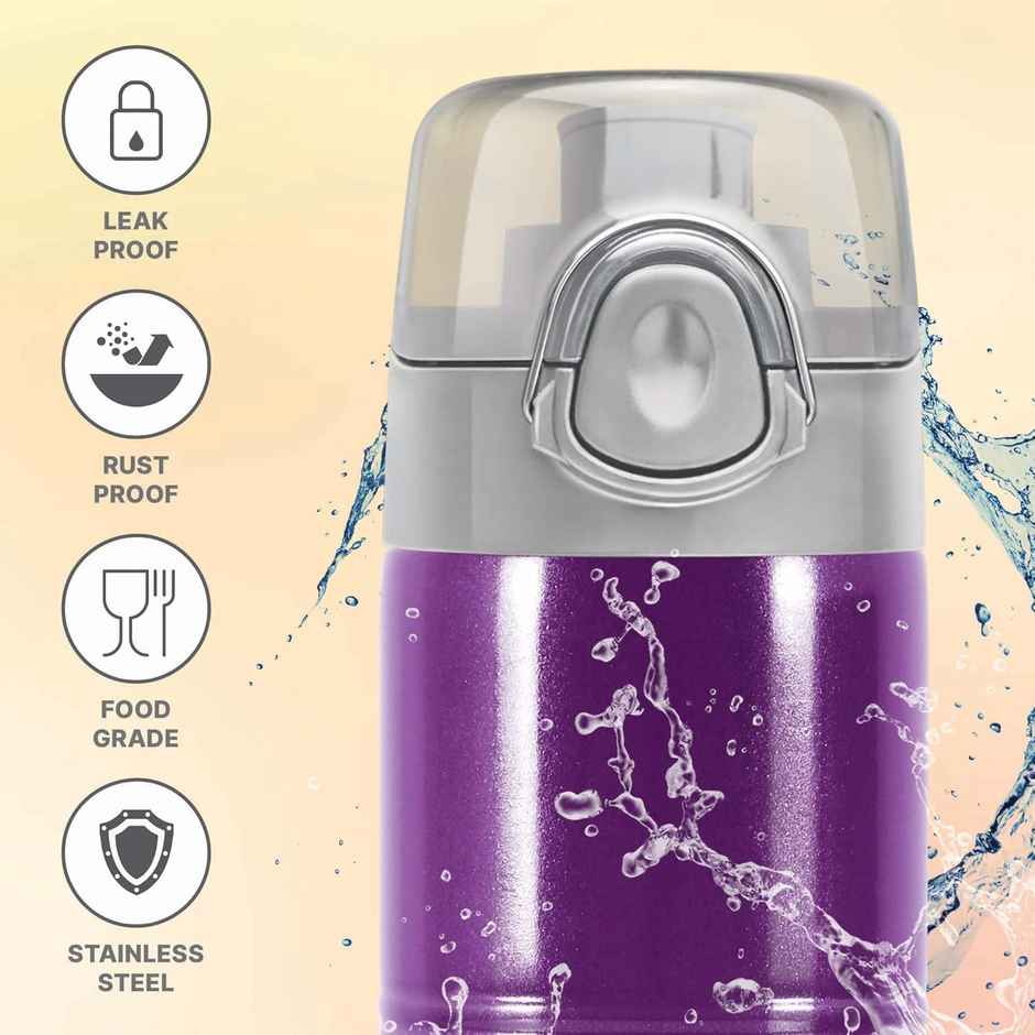 Milton Vogue 1000 Stainless Steel Water Bottle | 750 ml | Purple | Single Walled