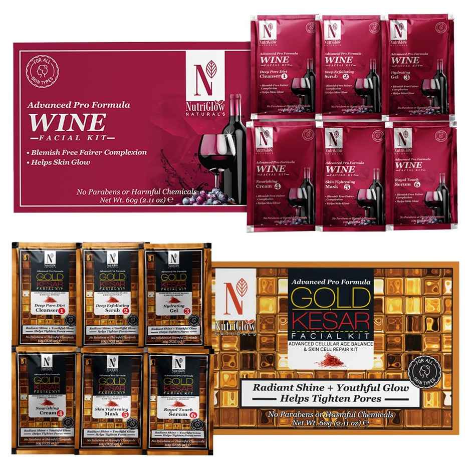 NutriGlow Natural's Advance Pro Formula Wine & Gold Kesar Facial Kit