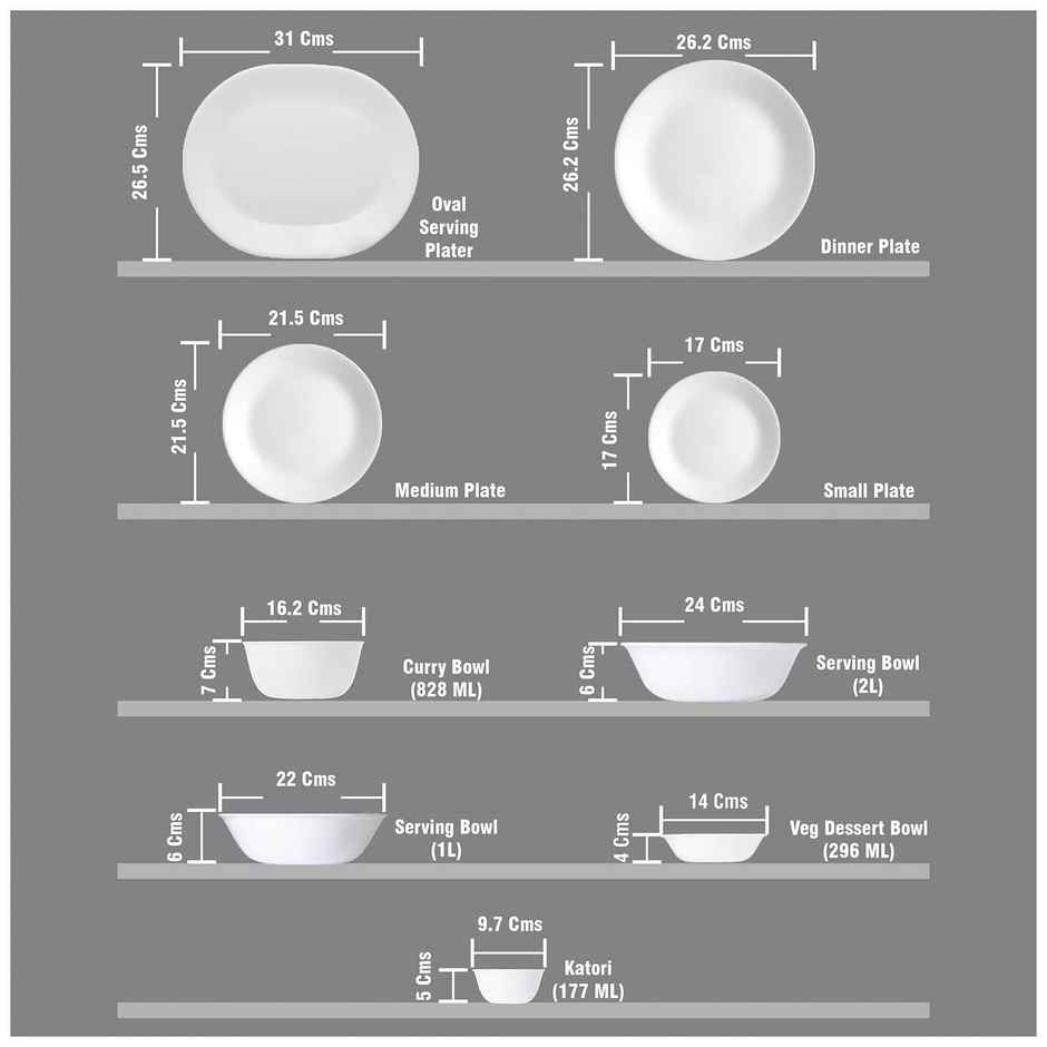Corelle Winter Frost White 950 ml Serving Bowl - Pack of 2