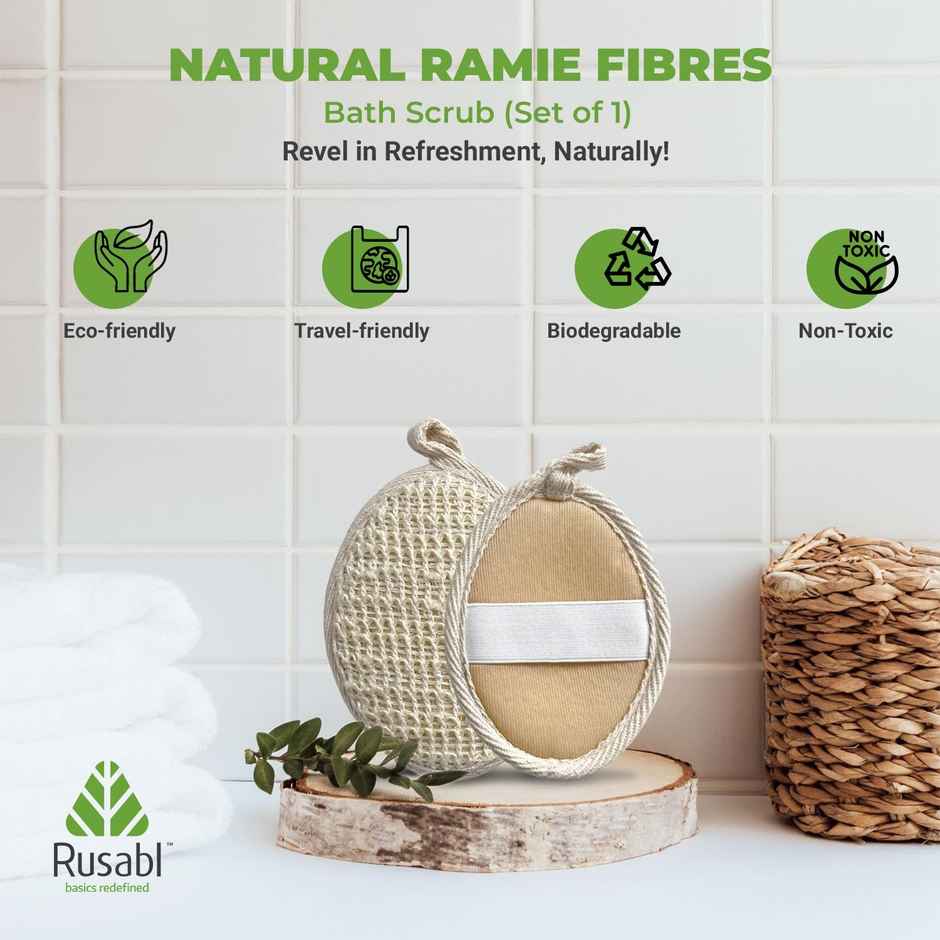 Rusabl Loofah with Natural Ramie Fibers - Oval - 2 Pack