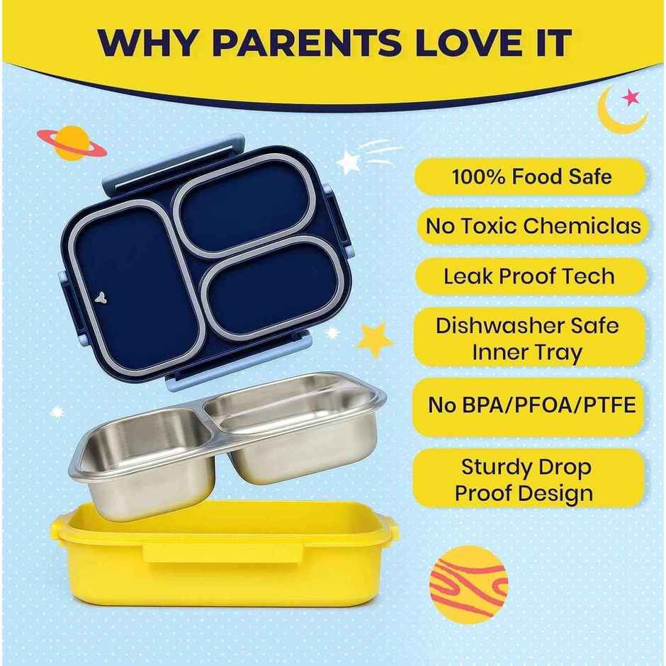 SOLARA Premium Stainless Steel Lunch Box for Kids, Leak Proof | Tiffin Box for Boys & Girls | Galaxy