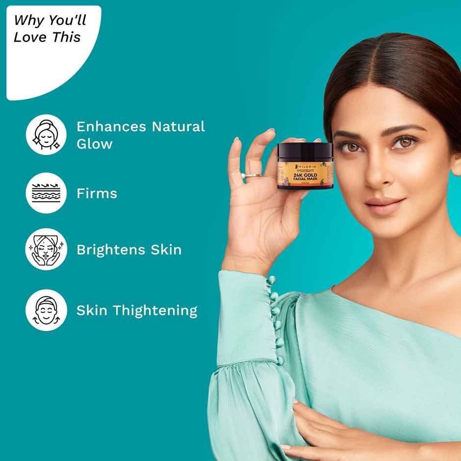 Pilgrim 24K Gold face mask for Glowing skin, Boosts Collagen and Restores Skin Radiance, For Men & Women