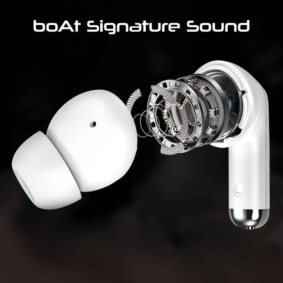 boAt Immortal 125 TWS Earbuds for Gaming w/ 40H Playtime, BEAST Mode & RGB LEDs | White Sabre
