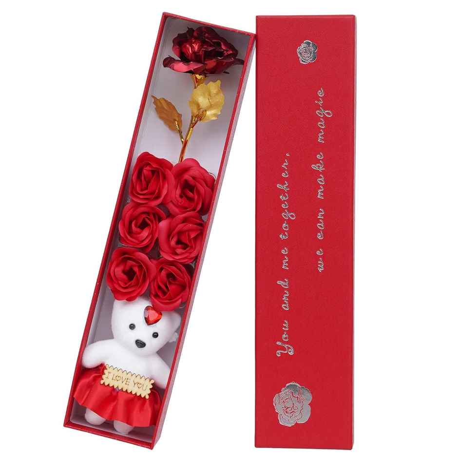 Red Rose and Teddy Gift Box | Ideal for Gifting | Perpetual Mart