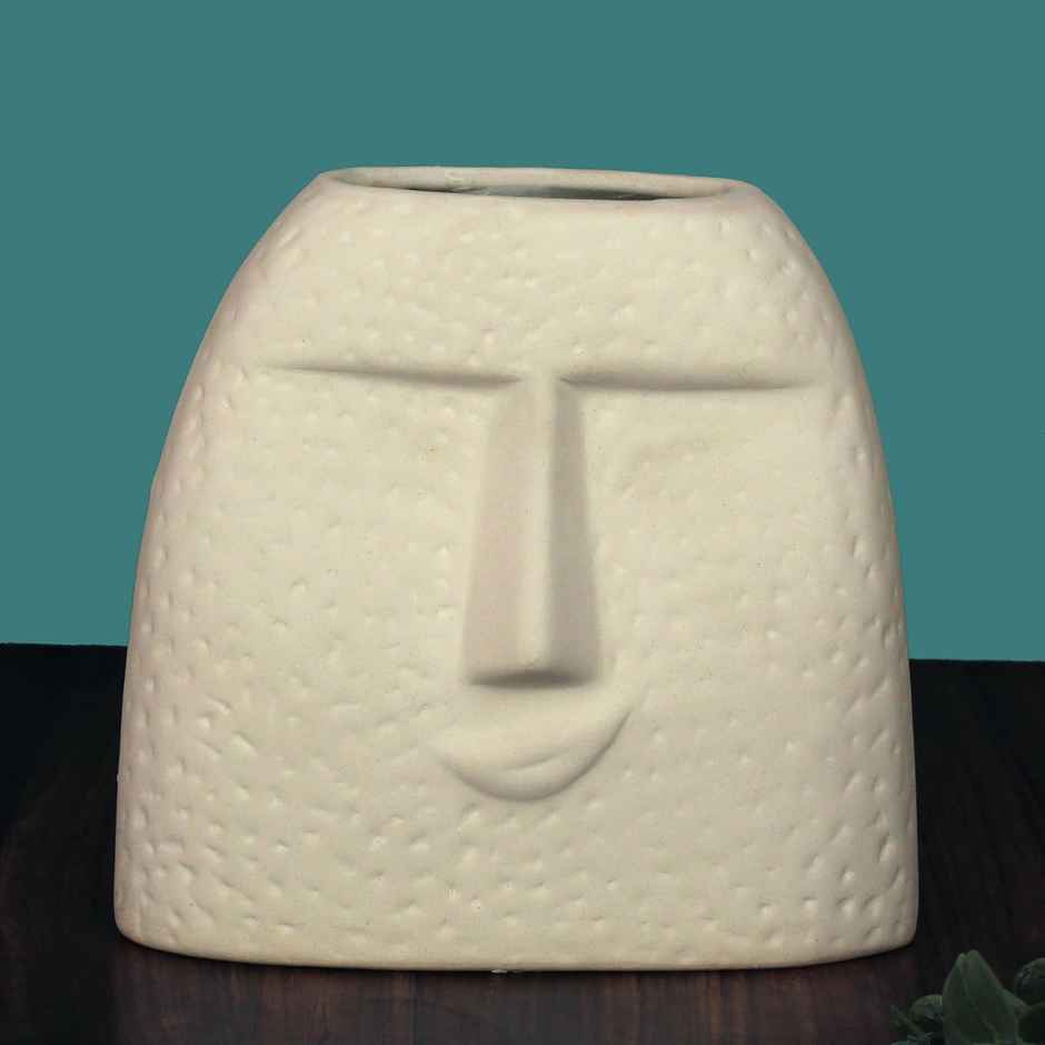 Tied Ribbons Ceramic Face Shape Vase Without Flowers