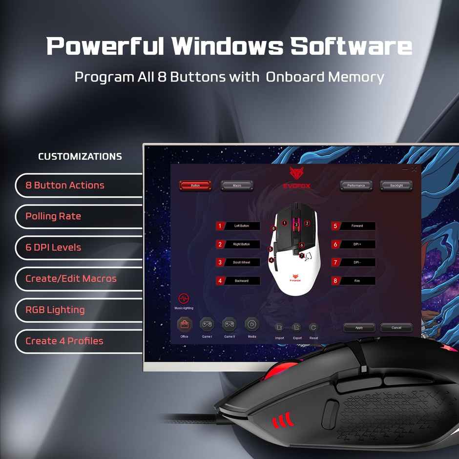 EvoFox Phantom 2 Gaming Mouse - Black