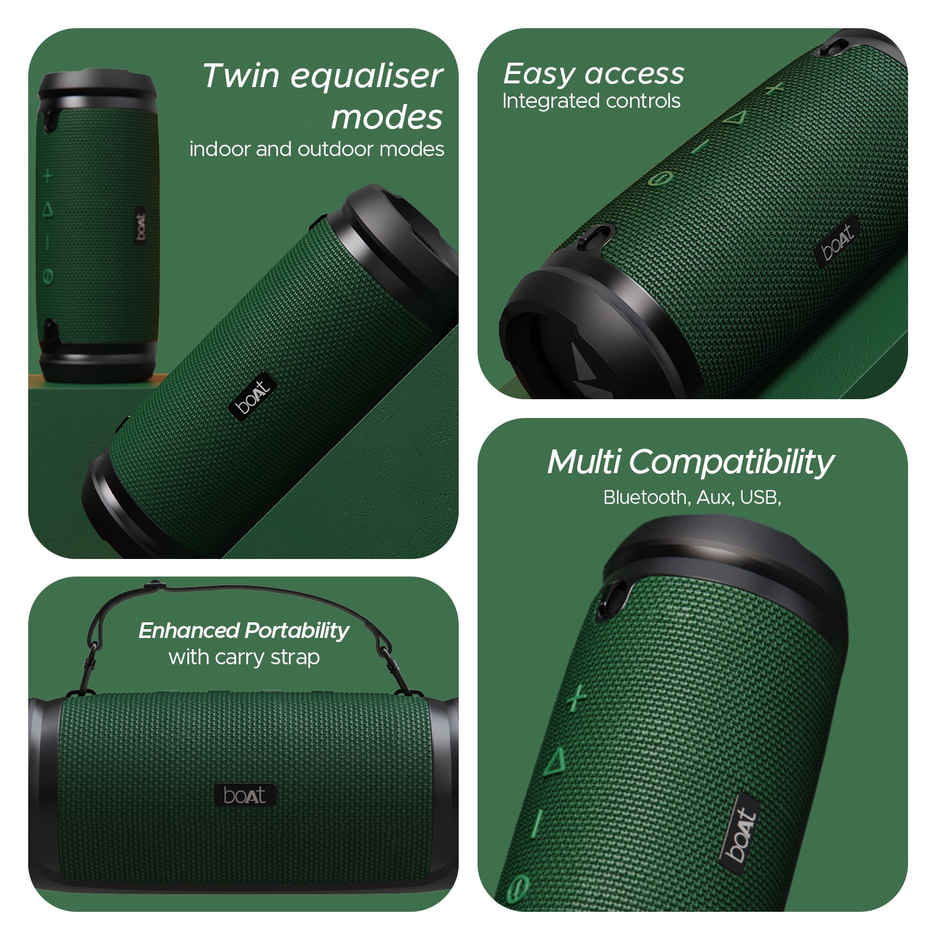 boAt Stone 1500 40W Portable Wireless Speaker with Roaring Sound, Dual EQs, Type-C (Army Green)