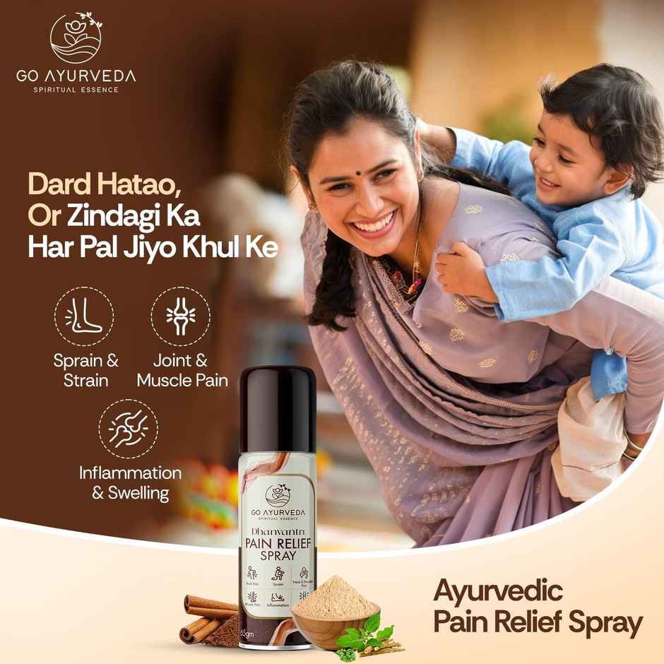 Go Ayurveda Dhanvantri Pain Relief Spray For Joint, Muscle & Back Pain|With Clove & Cinnamon