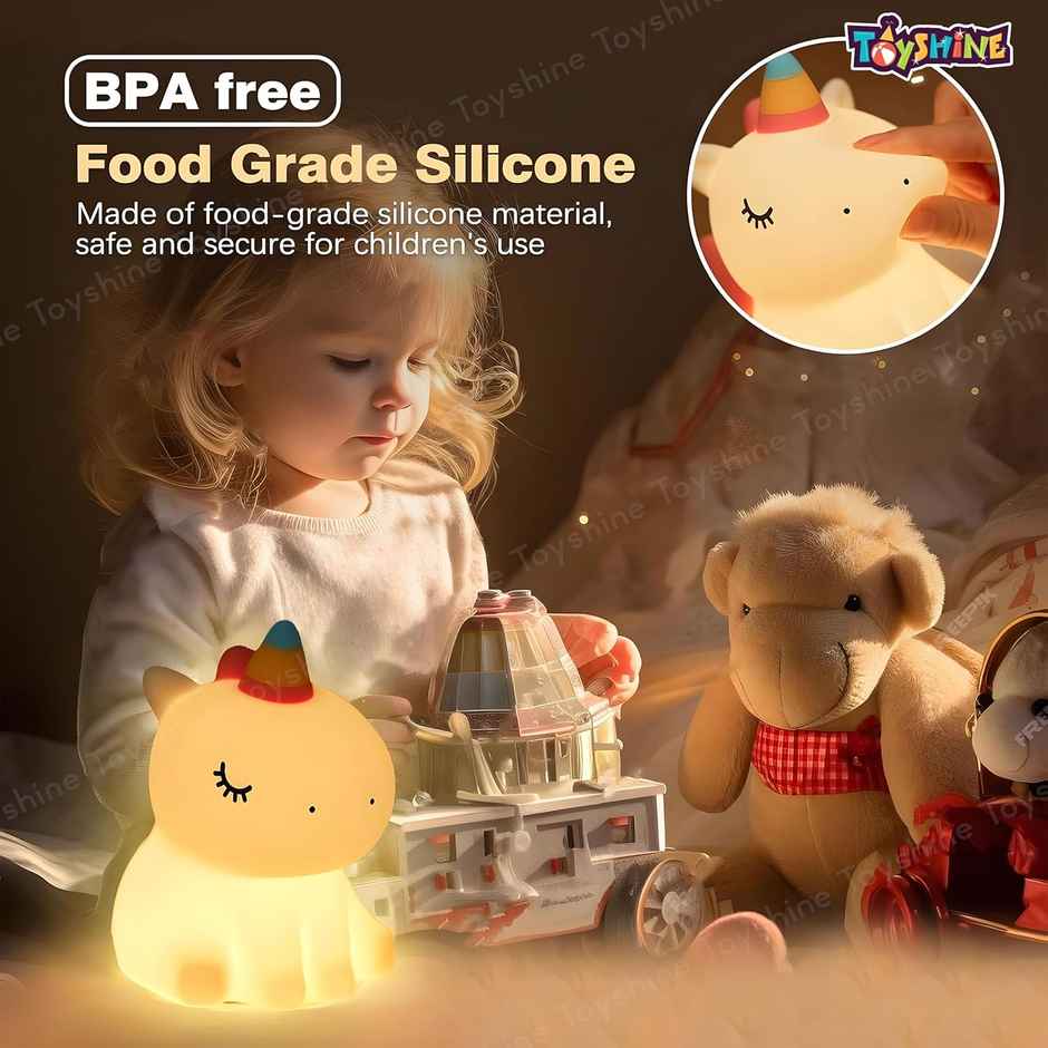 Toyshine Cute Sitting Unicorn Night Light Squishy Silicone 3 Level Dimmable Led Rechargeable