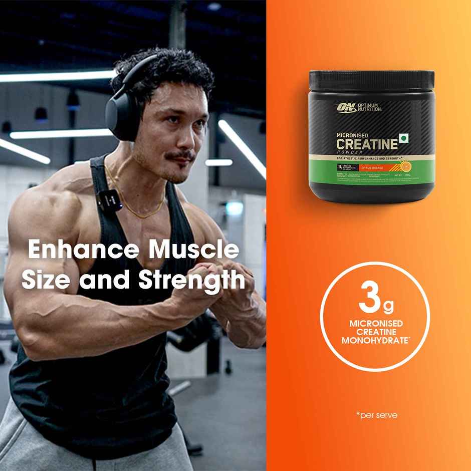 Optimum Nutrition Micronized Creatine Powder | 65 Serves Citrus Orange 3 G
