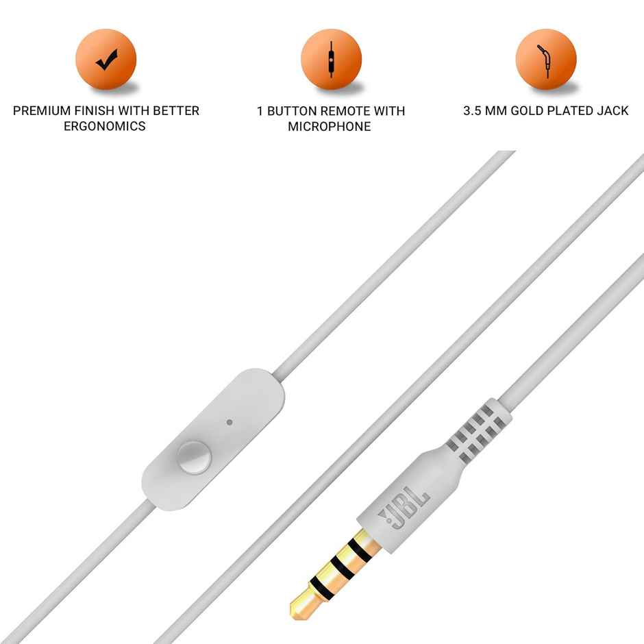 Jbl C200Si Premium In Ear Wired Earphones With Mic, One Button Multi-Function Remote | Grey