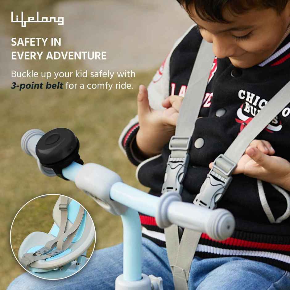 Lifelong Kids Tricycle 2-5 Years with Parental Control | EVA Wheels | Blue & Grey | 30 kg