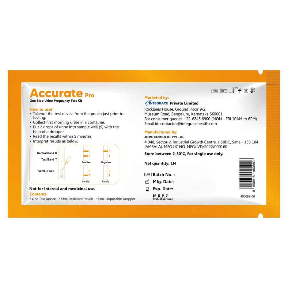 Accurate Pro One Step Urine Pregnancy Test Kit