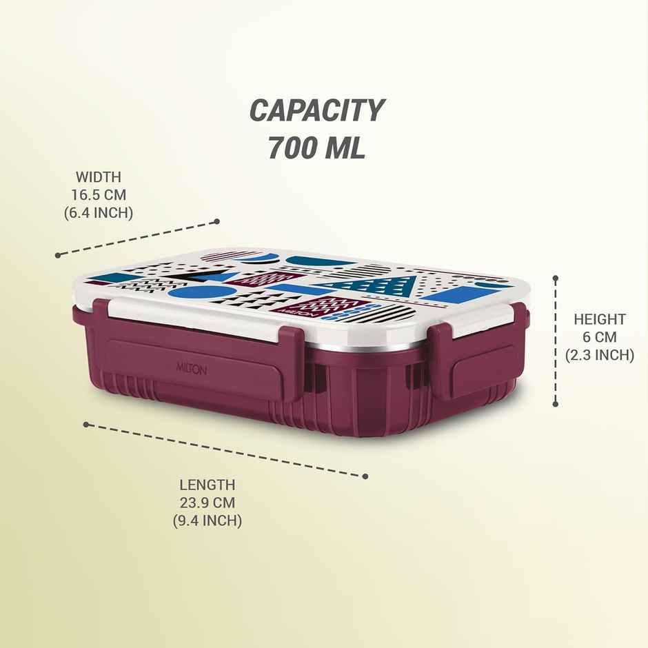 Milton Fun Feast 3 Inner Stainless Steel Tiffin Box | 700 ml | Maroon