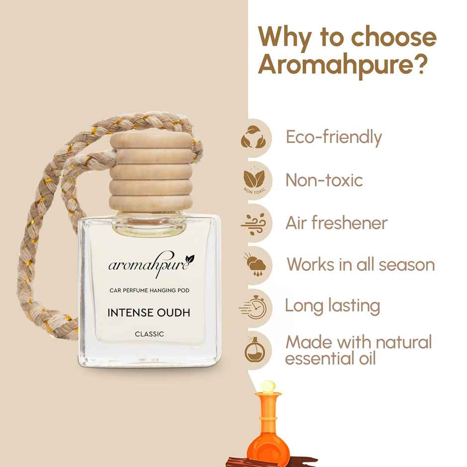 Aromahpure Car Air Freshener Hanging Pod - Aqua | Musk | Oud Fragrance | Pack Of 3