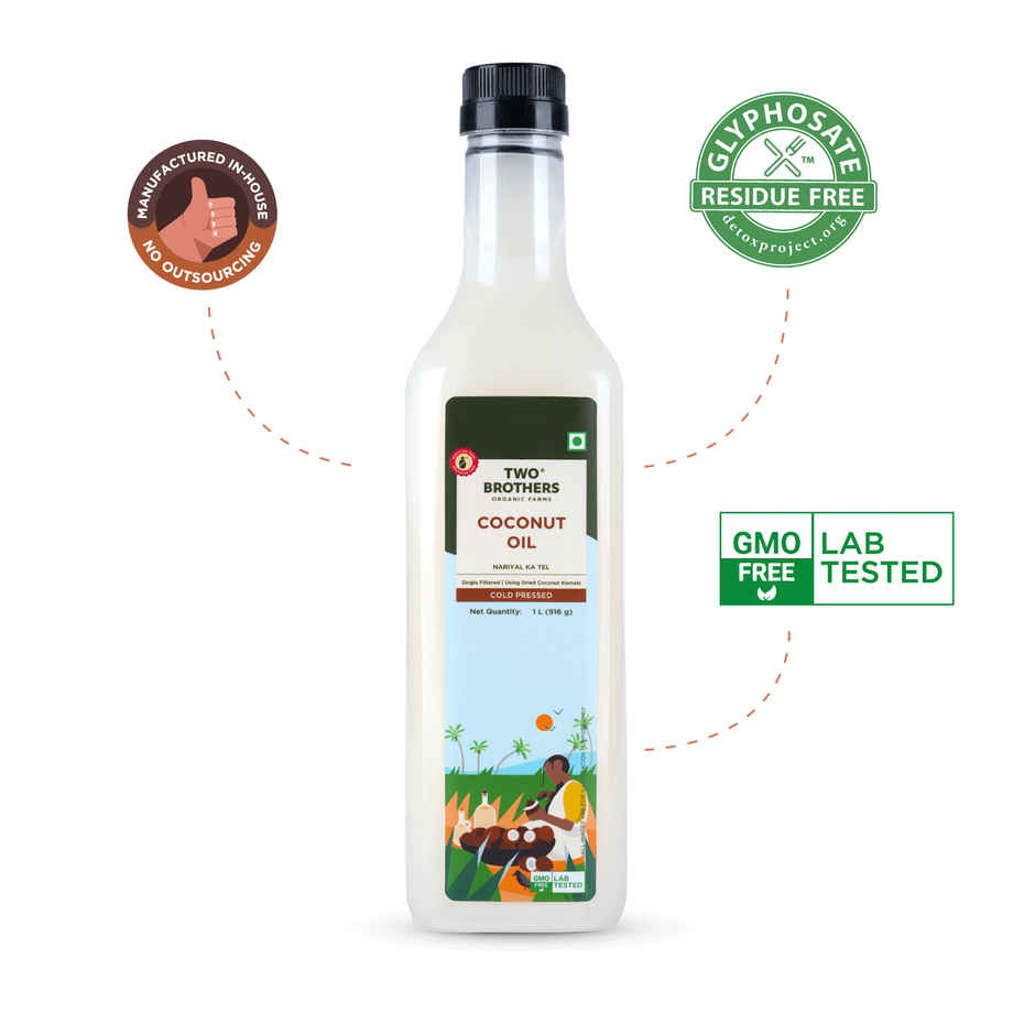 Two Brothers Coconut Wood Pressed Oil Single-filtered | Plastic bottle