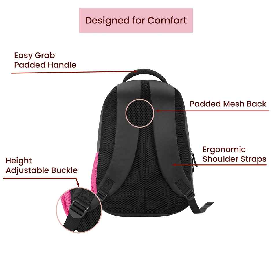 Genie Birdy School Bag For Girls. Black Backpack For Women