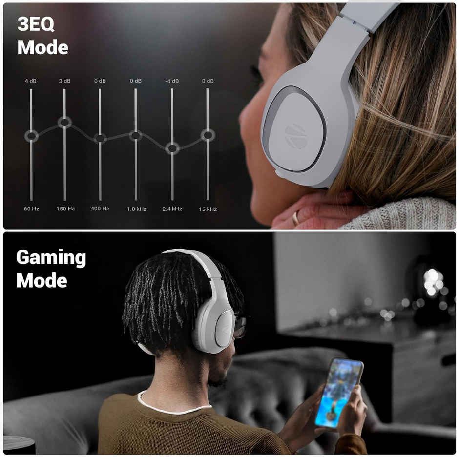 Zebronics Thunder Neo Wireless Over-Ear Headphone, 60Hr Backup, Bt 5.4, Gaming, Deep Bass, Silver