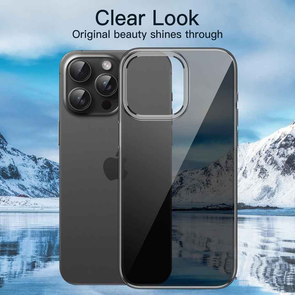 ExpressB For iPhone 16 Pro Max Case Cover Clear Transparent | Thin Soft Back - Clear Black