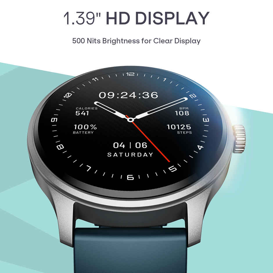 boAt Lunar Discovery Neo, 1.39" Round HD Display, Premium Metallic Finish, BT Calling (Ocean Blue)