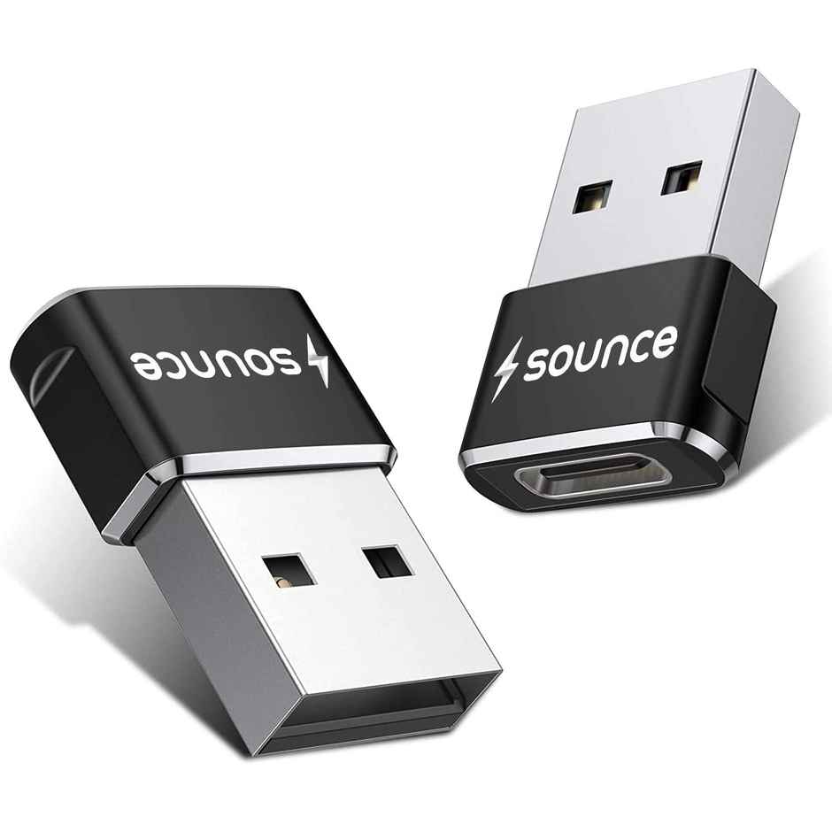 Sounce Type C to USB-A Converter for iPhone 13 Pro Max | Apple Watch | AirPods 3 | Black
