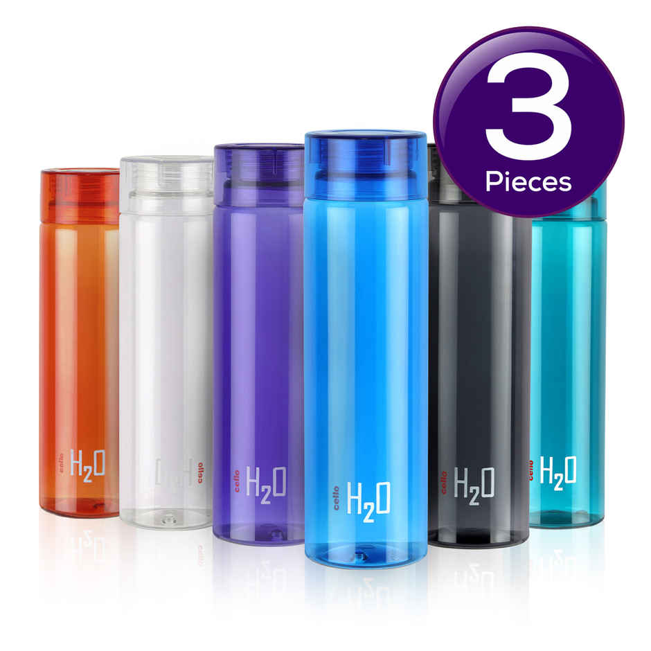 Cello Plastic H2O Unbreakable Leak proof & break-proof Water Bottle | Assorted - 1 L Combo