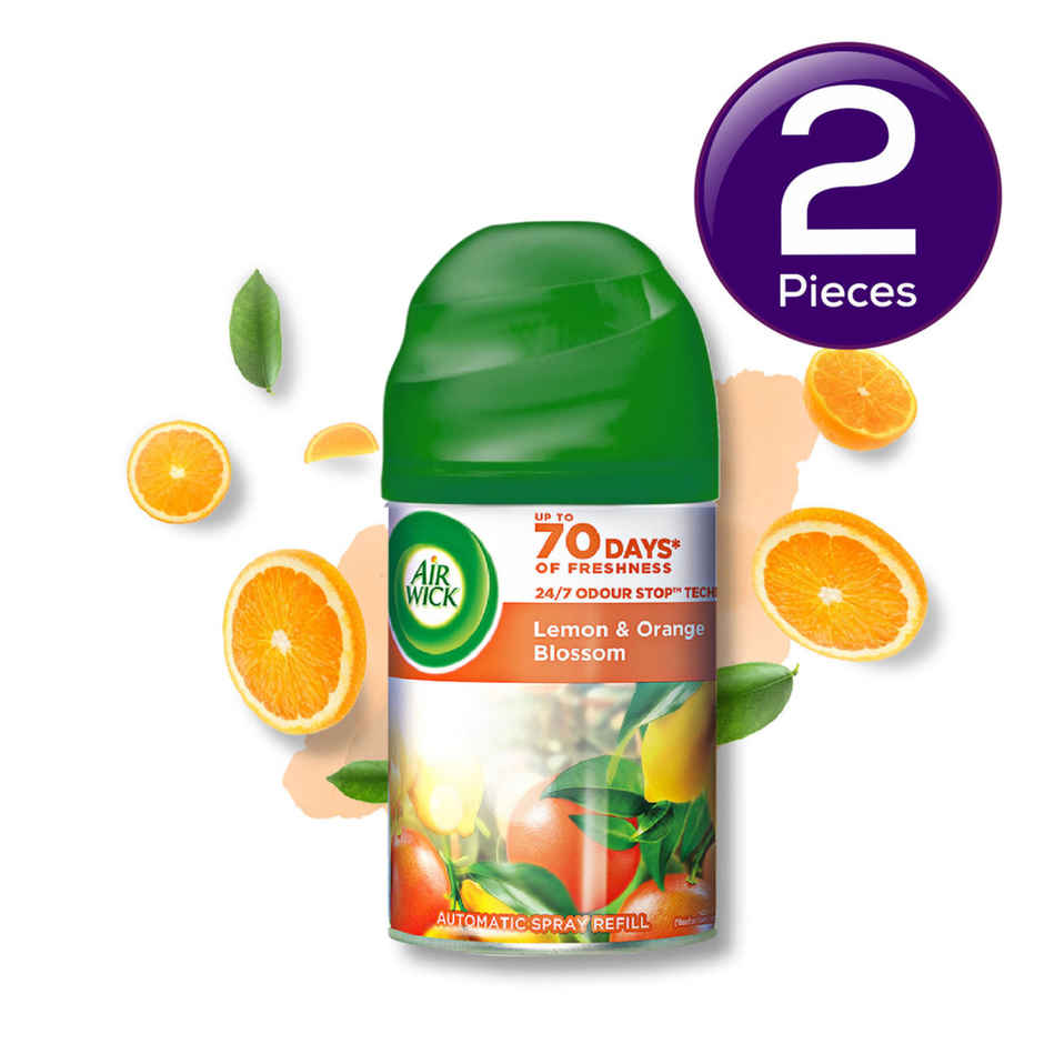 Air Wick Lemon & Orange Blossom Automatic Air Freshener & Room Freshener Refill Combo